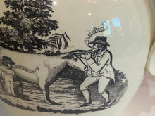 Load image into Gallery viewer, Staffordshire Creamware Liverpool Pitcher Thomas Jefferson and John Bull Cartoon with Columbia Washington Memorial
