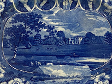 Load image into Gallery viewer, Historical Staffordshire Blue Platter Oatlands Surrey 4 Medallion Erie Canal
