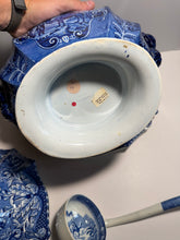 Load image into Gallery viewer, Dark Blue Staffordshire Quadrupeds Soup Tureen and Tray Camel

