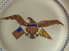 Load image into Gallery viewer, Antique 19th Century Chinese Export Porcelain Plate Seal of United States Qing Dynasty Flag
