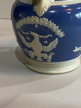 Load image into Gallery viewer, Historical Staffordshire Blue Jasperware Washington and Lafayette Pitcher 1830
