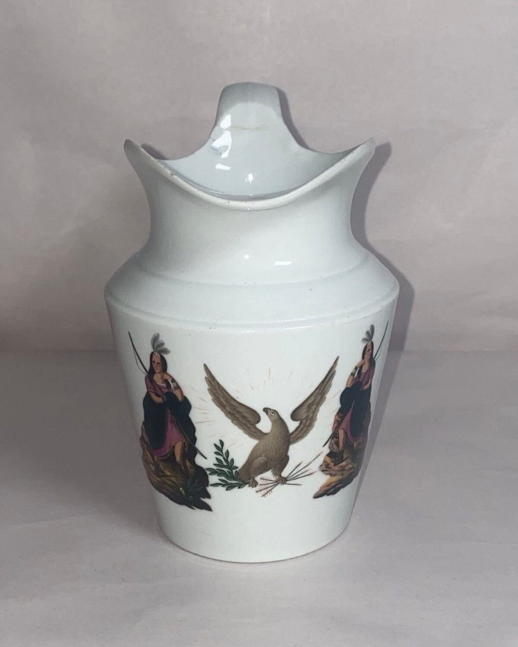 German Porcelain American Patriotic Creamer Indians Greiner Rauenstein Ca. 1830