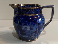 Load image into Gallery viewer, Historical Staffordshire Blue Small Pitcher Lafayette At Franklins Tomb Luster

