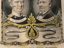 Load image into Gallery viewer, Original Currier and Ives Print Grand, National, Whig Banner Zachary Taylor Millard Fillmore
