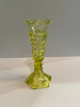 Load image into Gallery viewer, Antique Boston and Sandwich Company Canary Thumbprint Vase Ca. 1840
