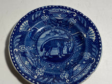 Load image into Gallery viewer, Historical Staffordshire Blue Cup Plate Quadruped Hyena 1825
