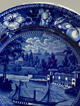 Load image into Gallery viewer, Historical Staffordshire Blue Plate Water Works Philadelphia with Side Wheeler
