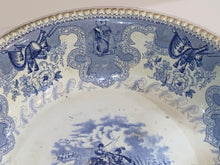 Load image into Gallery viewer, Historical Staffordshire Shallow Large Bowl Texian Campaign Ca. 1840’s Blue
