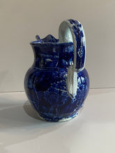 Load image into Gallery viewer, Historical Staffordshire Blue Pitcher Landing of Lafayette Pattern
