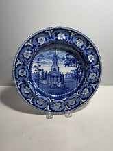 Load image into Gallery viewer, Historical Staffordshire Blue Soup Plate Octagon Church Boston Ca. 1825
