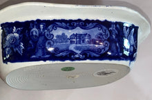 Load image into Gallery viewer, Historical Staffordshire Blue Vegetable Dish Large Size States Pattern Clews
