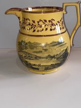 Load image into Gallery viewer, Staffordshsire Canary Pink Luster Transfer Pitcher View of Lake George New York Ca. 1820
