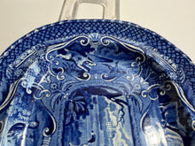 Load image into Gallery viewer, Staffordshire Blue Transfer Quadrupeds Small Platter Hunter and Dog Ca. 1825
