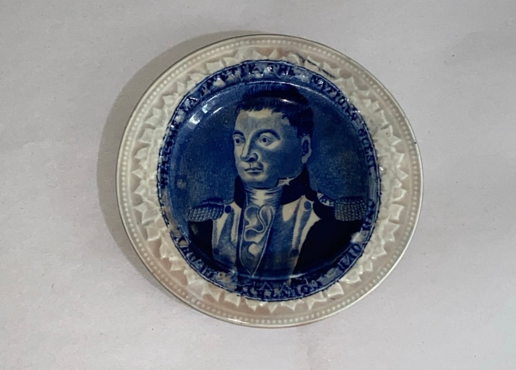Historical Staffordshire Lafayette Our Nations Guest Rare Cup Plate Blue Transfer