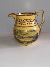 Load image into Gallery viewer, Staffordshsire Canary Pink Luster Transfer Pitcher View of Lake George New York Ca. 1820
