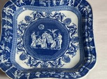 Load image into Gallery viewer, Historical Staffordshire Blue Vegetable Dish Masonic Transfer Greek Figures 1825
