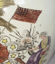Load image into Gallery viewer, Historical Staffordshire Peace And Prosperity To America Pitcher Colored 1815
