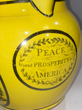 Load image into Gallery viewer, Historical Staffordshire Canary Peace Plenty and Independence Pitcher
