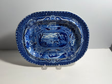 Load image into Gallery viewer, Staffordshire Blue Transfer Quadrupeds Small Platter Hunter and Dog Ca. 1825
