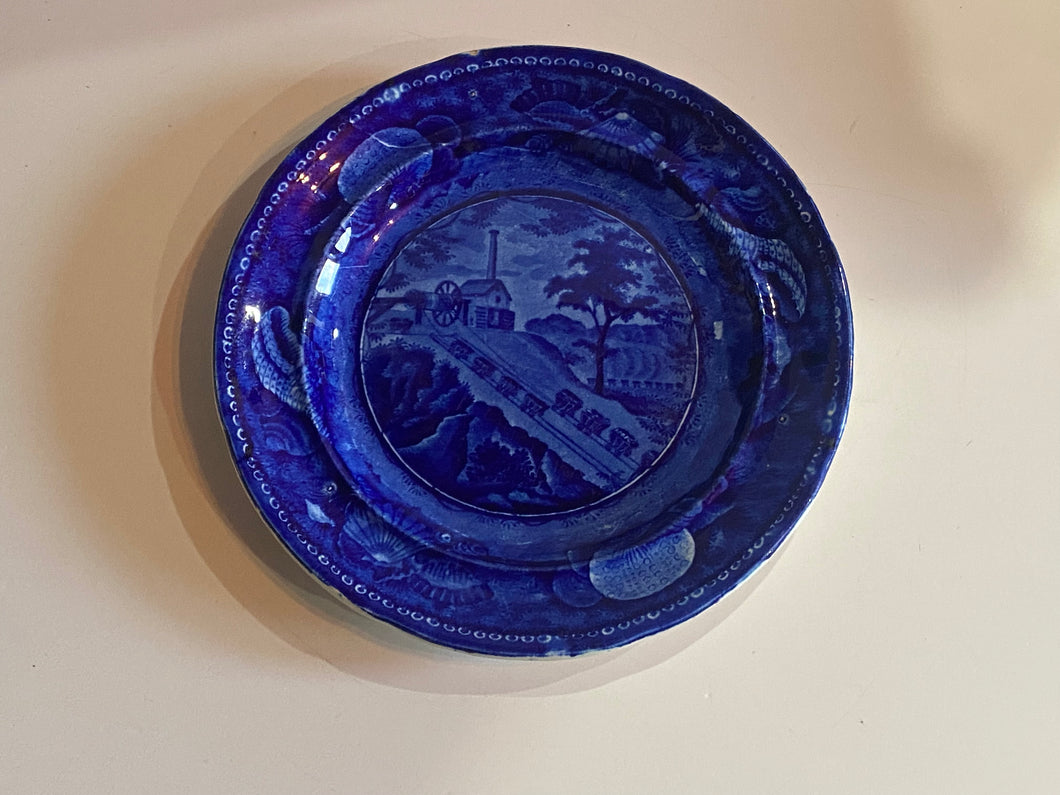 Historical Staffordshire Blue Plate Baltimore and Ohio Railroad Incline Version