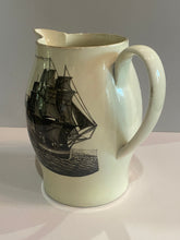 Load image into Gallery viewer, Staffordshire Creamware Liverpool Pitcher Ship Building Scene and American Ship
