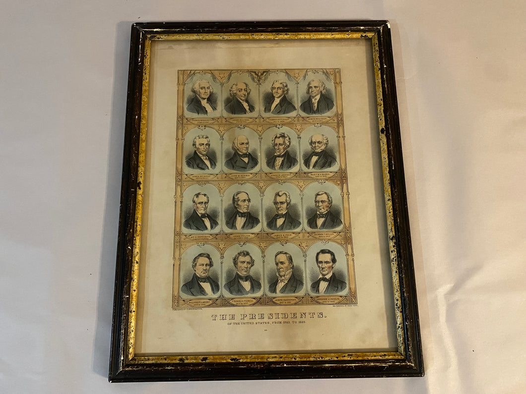 Original Currier and Ives Print The Presidents of the United States from 1789 - 1865