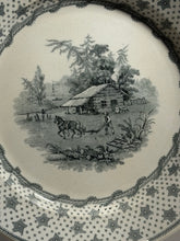 Load image into Gallery viewer, Historical Staffordshire Grey Transfer Columbian Star Plate Harrison Campaign

