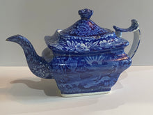 Load image into Gallery viewer, Historical Staffordshire Blue Teapot Lafayette At Franklins Tomb Ca. 1825 Scarce Form
