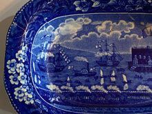 Load image into Gallery viewer, Historical Staffordshire Blue Vegetable Dish Landing of Lafayette

