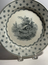Load image into Gallery viewer, Historical Staffordshire Grey Transfer Columbian Star Plate Harrison Campaign

