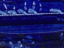 Load image into Gallery viewer, Historical Staffordshire Blue Landing of Lafayette At Castle Gardens Platter 17”
