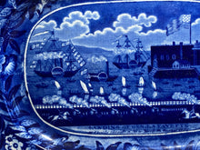 Load image into Gallery viewer, Historical Staffordshire Blue Small Platter Landing Of Lafayette Transfer 1825
