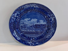 Load image into Gallery viewer, Historical Staffordshire Blue Dinner Plate Landing of Lafayette
