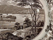 Load image into Gallery viewer, Historical Staffordshire Brown Transfer Platter From Fishkill Hudson River 1835
