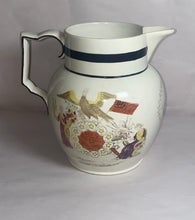 Load image into Gallery viewer, Historical Staffordshire Peace And Prosperity To America Pitcher Colored 1815
