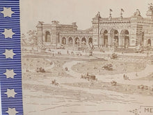 Load image into Gallery viewer, 1876 Philadelphia Centennial Handkerchief Memorial Hall Historical Blue Eagle
