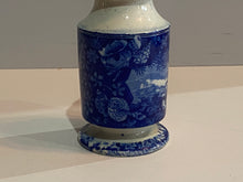 Load image into Gallery viewer, Historical Staffordshire Blue Pepper Pot 2 Men In Sailboat Shell Border Rare
