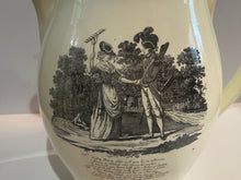 Load image into Gallery viewer, Staffordshire Creamware Liverpool Pitcher with American Soldiers and Soldiers Farewell Poem Transfer Ca. 1800 Massachusetts Revolutionary Soldier
