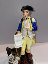 Load image into Gallery viewer, Gilt and Polychrome Decorated Porcelain Statue of George Washington
