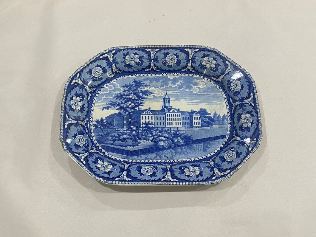 Historical Staffordshire Blue Platter New York Almshouse Ca. 1825