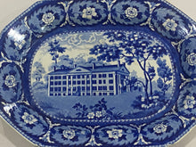 Load image into Gallery viewer, Historical Staffordshire Blue Platter Hartford Connecticut Deaf and Dumb Asylum
