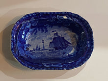 Load image into Gallery viewer, Historical Staffordshire Blue Vegetable Dish The Eddistone Lighthouse
