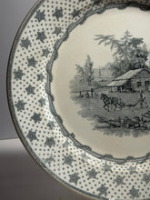Load image into Gallery viewer, Historical Staffordshire Grey Transfer Columbian Star Plate Harrison Campaign
