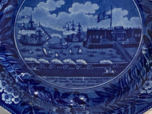 Load image into Gallery viewer, Historical Staffordshire Blue Dinner Plate Landing of Lafayette
