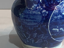 Load image into Gallery viewer, Historical Staffordshire Blue Pitcher in the Landing of Lafayette Pattern Ca. 1825
