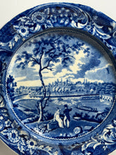 Load image into Gallery viewer, Historical Staffordshire Blue Dinner Plate Fairmount Near Philadelphia 1825 A
