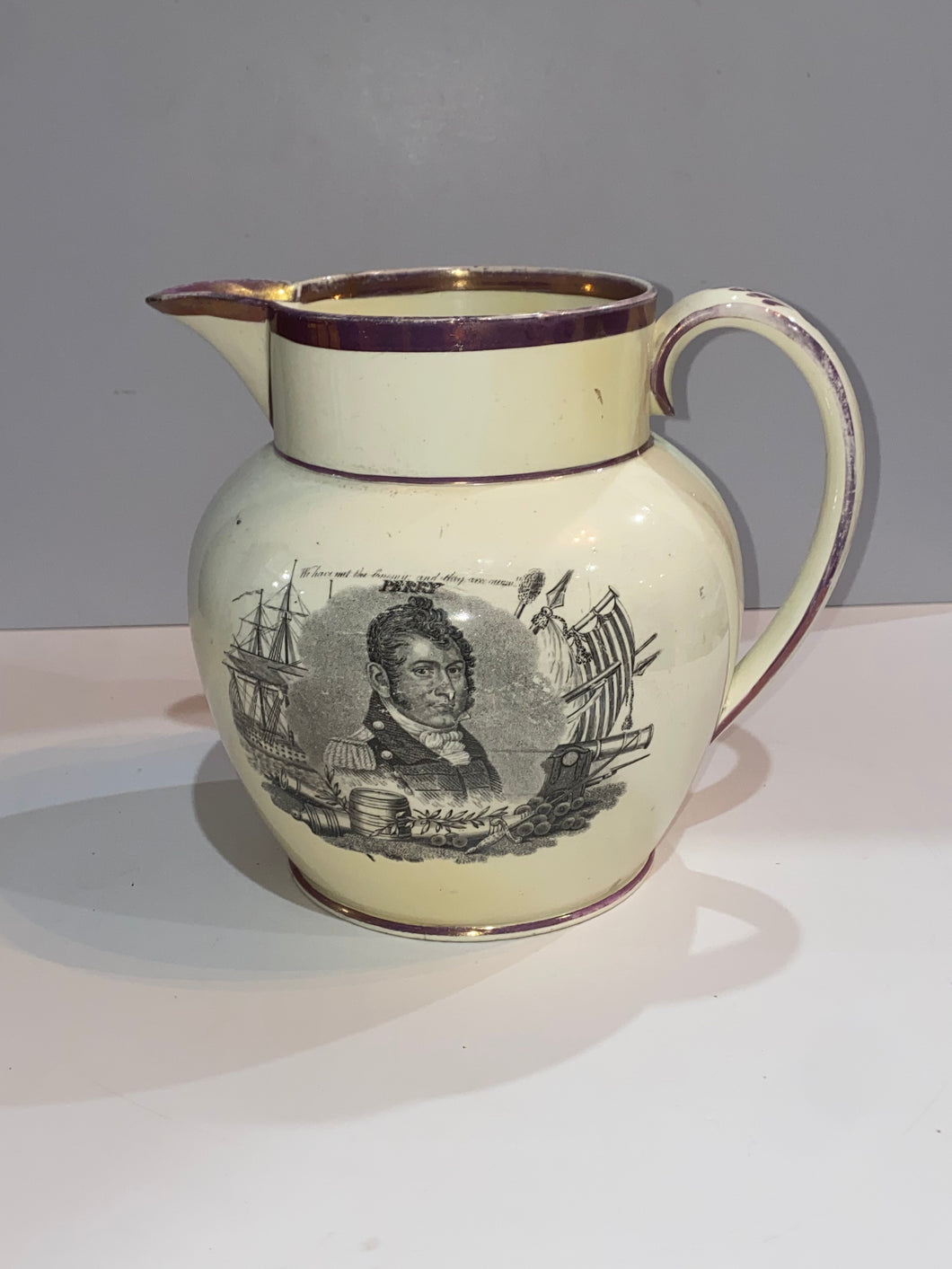 Staffordshire War of 1812 Pitcher Perry and Jones Large Size