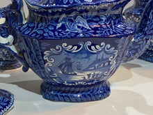 Load image into Gallery viewer, Historical Staffordshire Blue Tea Set with View of Quebec Canada Ca. 1825
