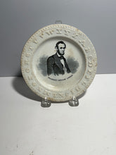 Load image into Gallery viewer, Staffordshire Pearlware Children’s Alphabet Plate Abraham Lincoln 1860’s Child’s
