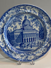 Load image into Gallery viewer, Historical Staffordshire Blue Dinner Plate Boston State House By Wood
